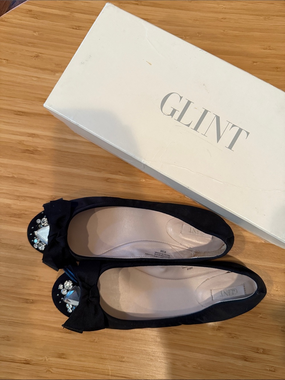 Glint Black Jeweled Bow Ballet Flats